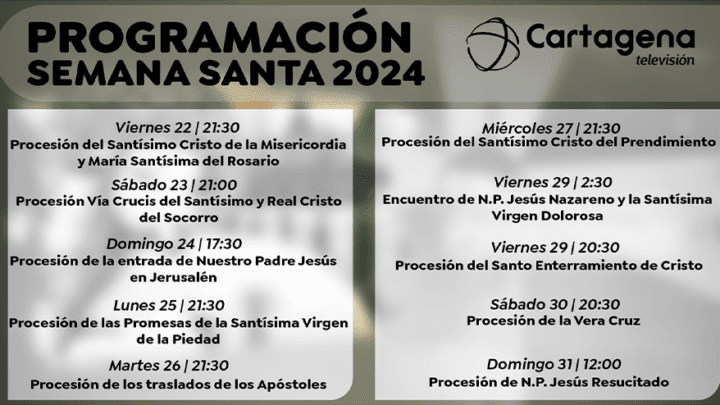 Programación Semana Santa 2024 en Cartagena Televisión