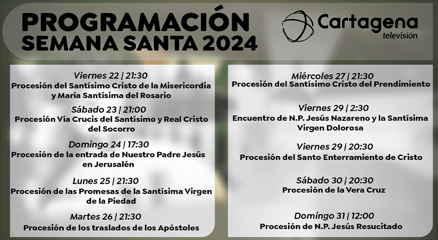 Programación Semana Santa 2024 en Cartagena Televisión
